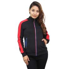 Black/Red Contrast Sleeved Jacket For Women