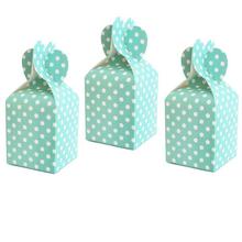 Green/White Polka Dotted Gift Box With Heart Enclosure (6 Boxes)
