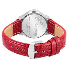 CARSON Day and Date Display Analogue Red Dial Women's Wrist Watch