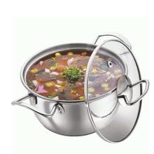 Stainless Steel Induction Base Conical Sauce Pot 3 liter With Glass Lid