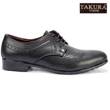 Takura Black Brogue Derby Leather Formal Shoes For Men(900)