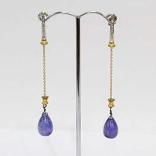 Sapphire Studded Gold Plated Drop Earrings For Women - 032