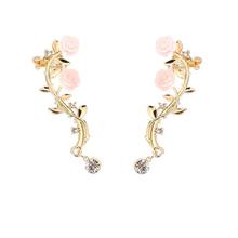 Korean Pink Rose Earrings for Women Personality Style A