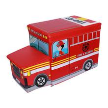 Red Fire Truck Printed Foldable Ottoman For Kids