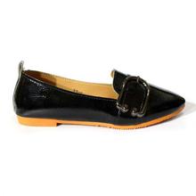 Black Buckle Lock Closed Shoes For Women(8808)