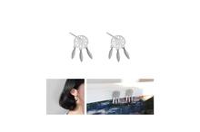 Sterling Silver Mini Tassel Dream Catcher Feather Stud Earring