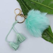 Aqua Blue Pom Pom Design Keyring