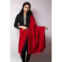 Red Chekered Acrylic Pashmina Shawl For Women