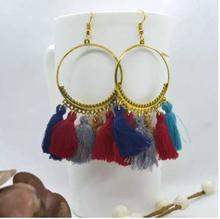 Bohemian Style Round Drop Tassel Earrings For Women