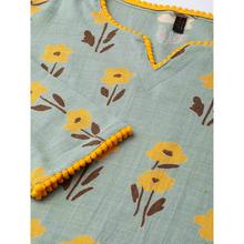 Women Green & Yellow Printed Straight Kurta