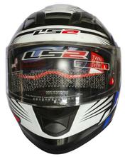 LS2  White/Black/Blue Full Faced Stream Solid Motorcycle Helmet - (320)