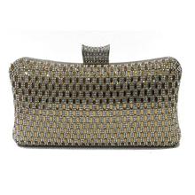Golden Rhine Stone Studded Party Clutch For Women