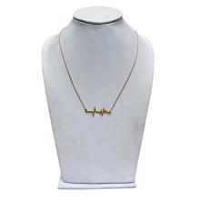 Golden Heart Beat Pendant Chain Necklace For Women
