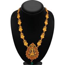 Sukkhi Brilliant Green Temple Gold Plated Necklace Set For