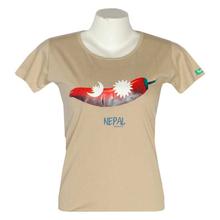 Tan Brown Chilli Nepal Printed T-Shirt For Women