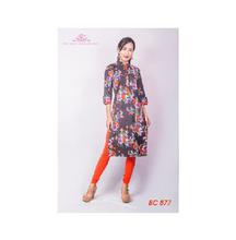 Bisesh Creation Floral Printed Kurti with Pure Orange Cotton Leggings Set for Women BC877