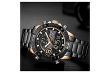 NaviForce NF9146 Double Time Digital Analog Stainless Steel Watch – RoseGold/Black