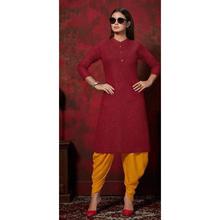 Plain Round Cut Buttoned Kurti For Women