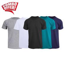 Pack of 5 Solid Round Neck Unisex T-Shirt