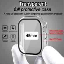 45mm Case with Tempered Glass Screen Protector, 360 Full Hard For Apple Watch -Transparent