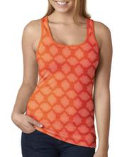 Orange Cotton Printed Tank Top For Women