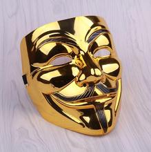 Hackers Mask Golden V For Vendetta Halloween Face Mask Costume Cosplay Party