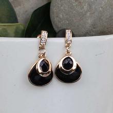 Golden/Black Beaded Drop Earrings