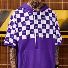 Summer Hooded Short-Sleeved T-shirt Men - Purple