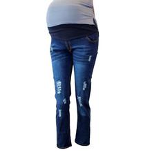 Blue Distressed Stretchable Maternity Jeans Pant For Women