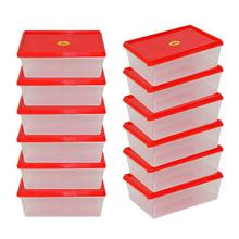 Gem Red Transparent Reactangular Plastic Utility Container Set - 1210 - 12 Pcs. Set