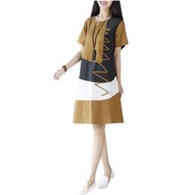 Short-sleeved dress _ round neck short-sleeved dress
