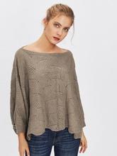 Loose Knit Scalloped Dolman Sweater