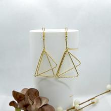 Golden Double Triangular Drop Dangling Earrings