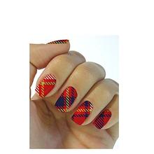 Red Plaid Design Water Transfer Nail Art Decal