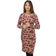 Beige/Red Printed Cashmere Dress For Women