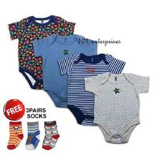 Newborn Baby Rompers Onsie Cotton 4pcs With 3Pair Of Socks