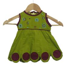 Green/Maroon 100% Cotton Printed Dress For Girls - f27.5.57