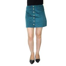 Petrol Blue Buttoned Mini Skirt For Women (WSK3428)