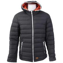 Black Solid Hooded Winter Jacket For Men