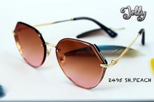 GREY JACK Peach color Lens With Gold Metal Frame Sunglasses For Women & Men