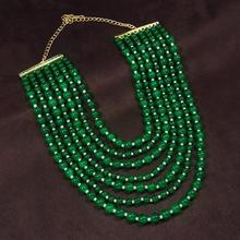 Aheli Gold Plated Green Faux Pearl 7 Layered Royal Princess Traditional Necklace For Women