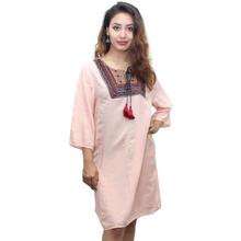 Peach Cotton Tasseled Top For Women