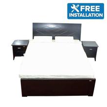 Sunrise Furniture Seesau Wood Queen Size Bed With 2 Side Table - Black