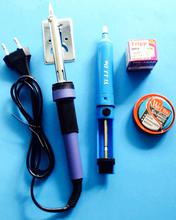 Soldering Combo (Soldering Iron, Small Stand, Desoldering Pump, Soldering Wire and Soldering Paste) -5 Piece