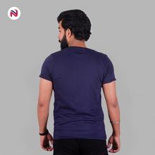 Nyptra Navy Blue Solid Muscle Fit Plain Cotton T-Shirt For Men