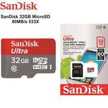 SanDisk Ultra 32GB MicroSDHC SD Class 10 80MB/s 533x Memory Card With Adapter SDSQUNC-032G