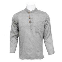 Light Grey Wooden Buttoned Kurta Shirt For Men