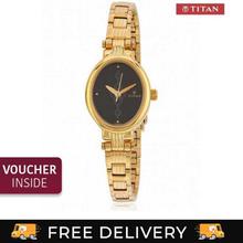 Titan Black Dial Golden Strap Analog Watch For Women - (2535YM02)