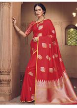 Stylee Lifestyle Red Banarasi Silk Jacquard Saree  - 2118