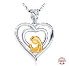 S925 Silver Mother Holding Baby Pendant